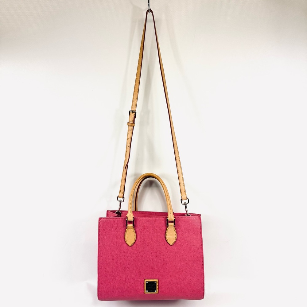 Dooney & Bourke Pink Pebbled Leather Janine Satchel Top Handle w crossbody strap - Picture 4 of 16